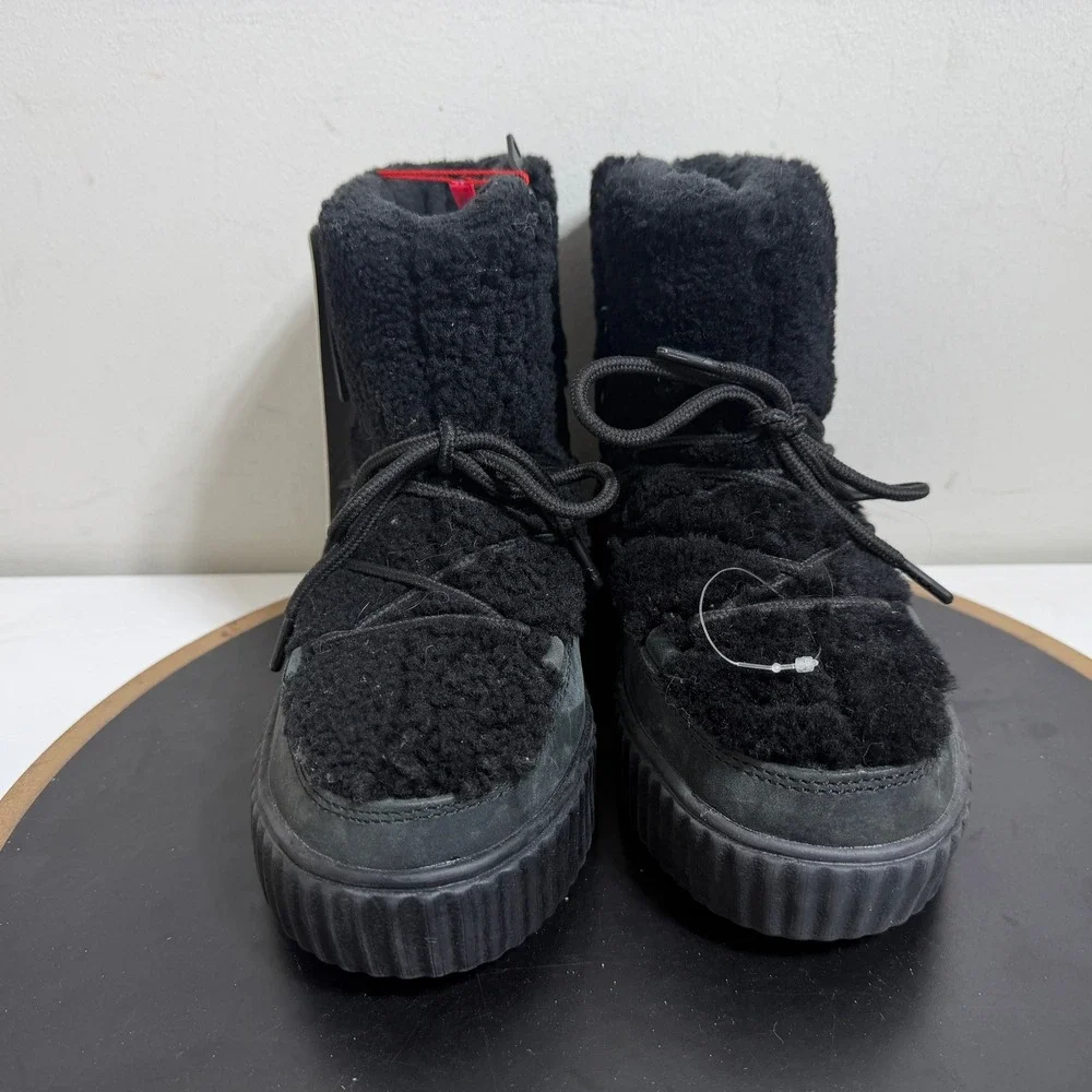 Pajar Canada Snow Boots Women 7‎ Ceria  Shearling Platform Black Waterproof NWT